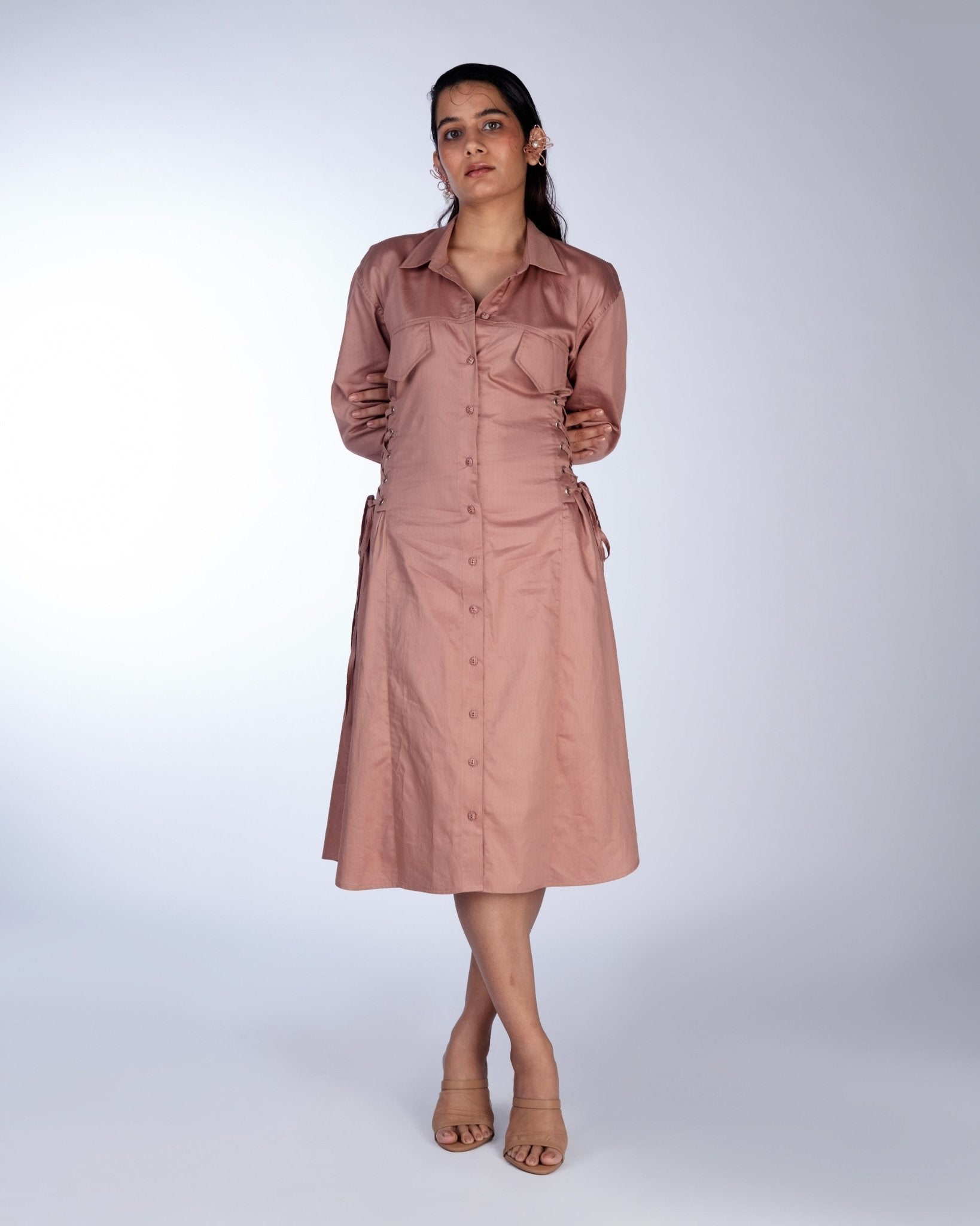 Notch Collar Long Dress - Prashant Chaurasiya Atelier