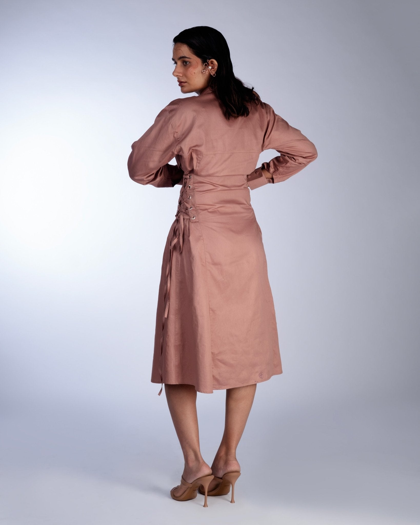 Notch Collar Long Dress - Prashant Chaurasiya Atelier