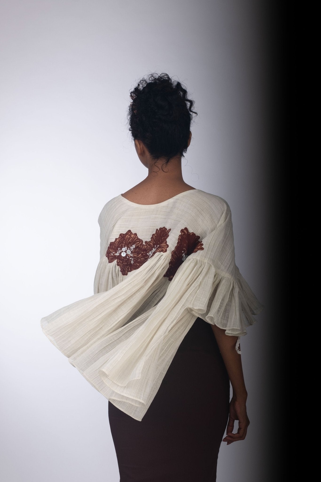 Mocha Brown Bib & Satin Ensemble - Prashant Chaurasiya Atelier