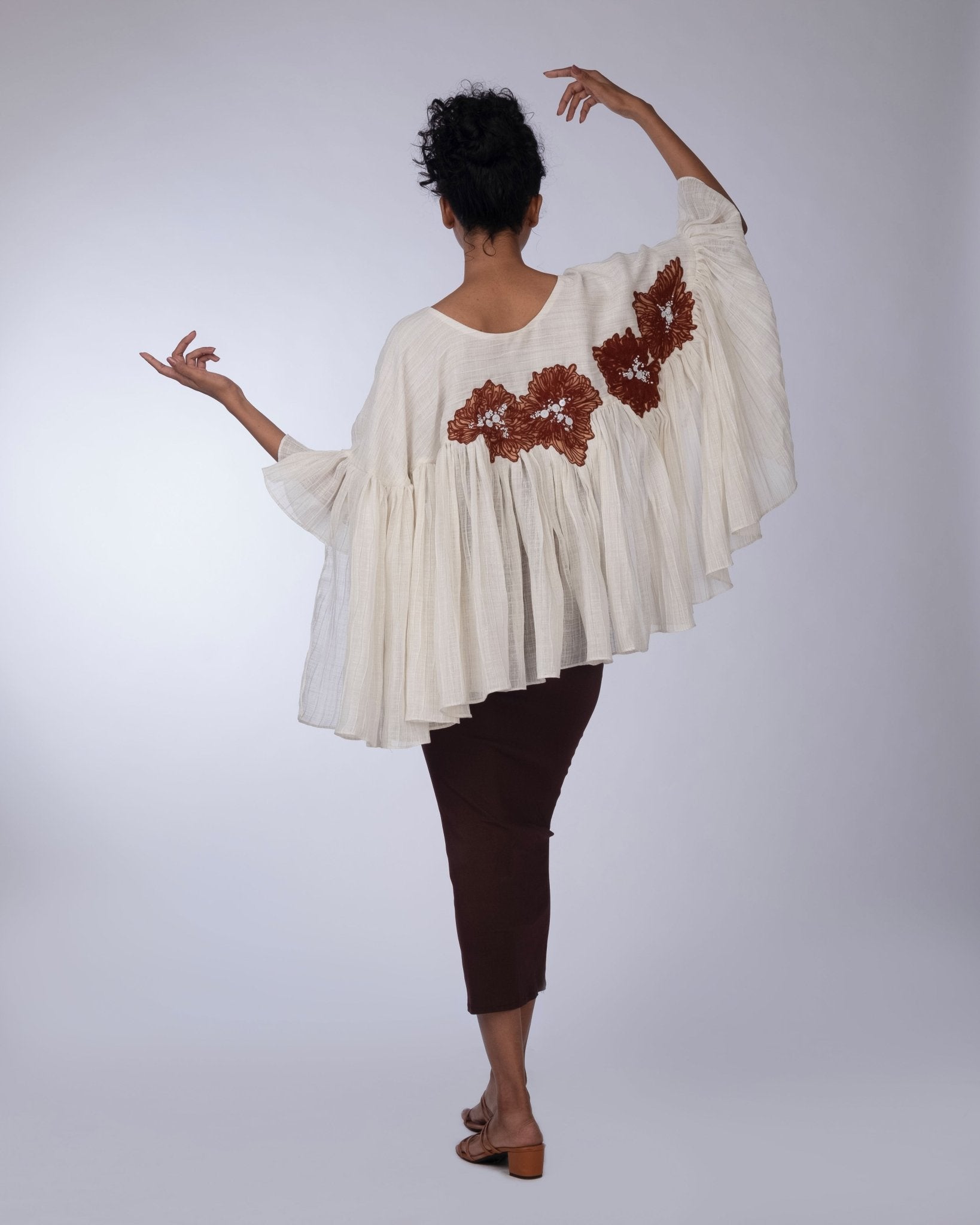 Mocha Brown Bib & Satin Ensemble - Prashant Chaurasiya Atelier