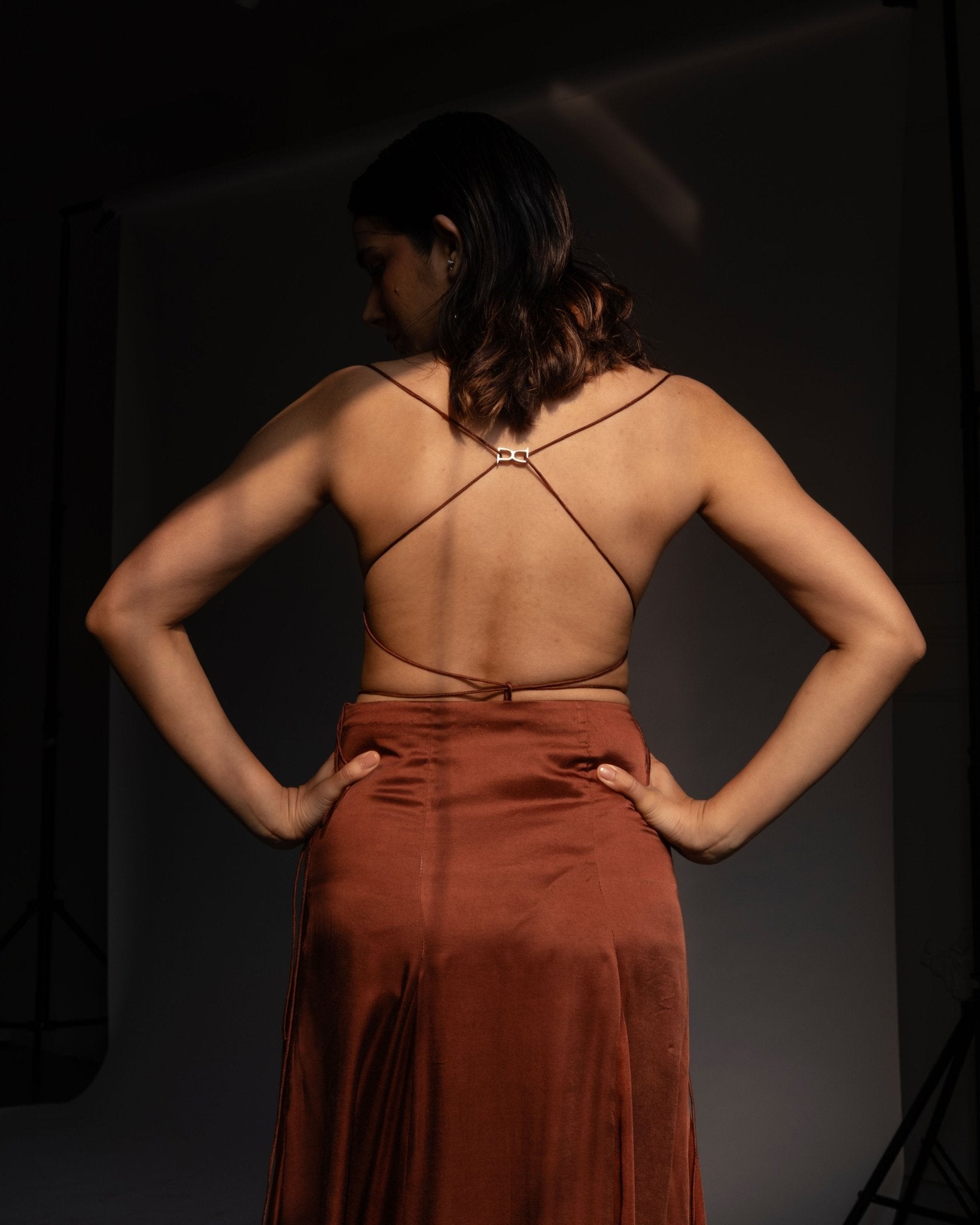 Mocha Brown Embroidered BIB set - Prashant Chaurasiya Atelier