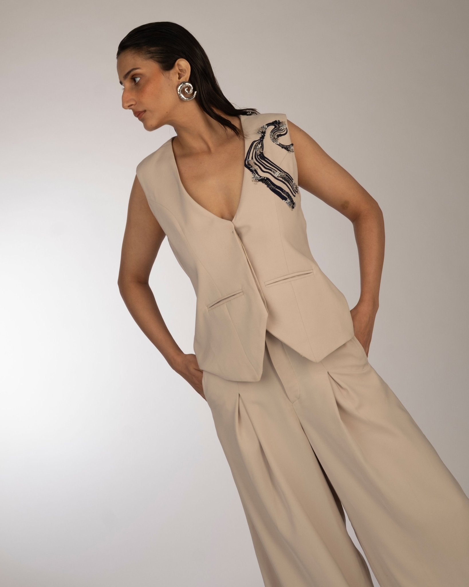 Signature Wave Vest Coat & Trousers - Prashant Chaurasiya Atelier