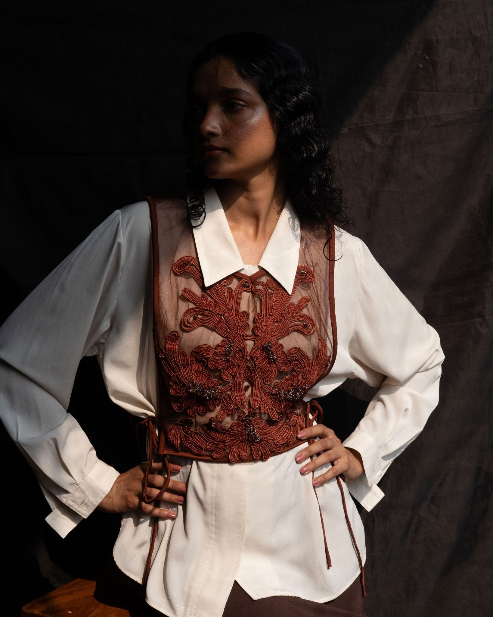 Wave - Pleated Ruffled Top & Pencil Skirt - Prashant Chaurasiya Atelier
