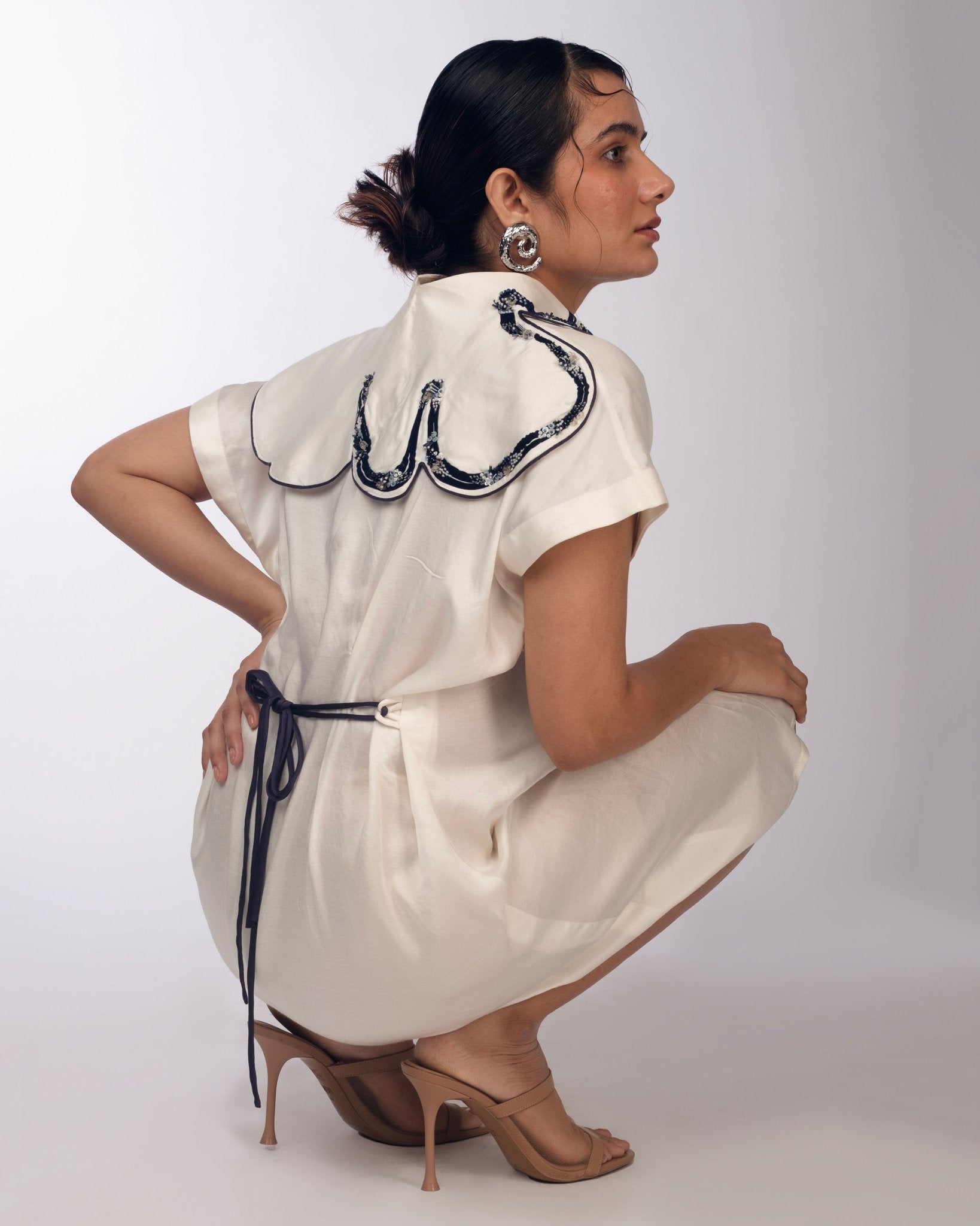 White Button - Down Dress - Prashant Chaurasiya Atelier