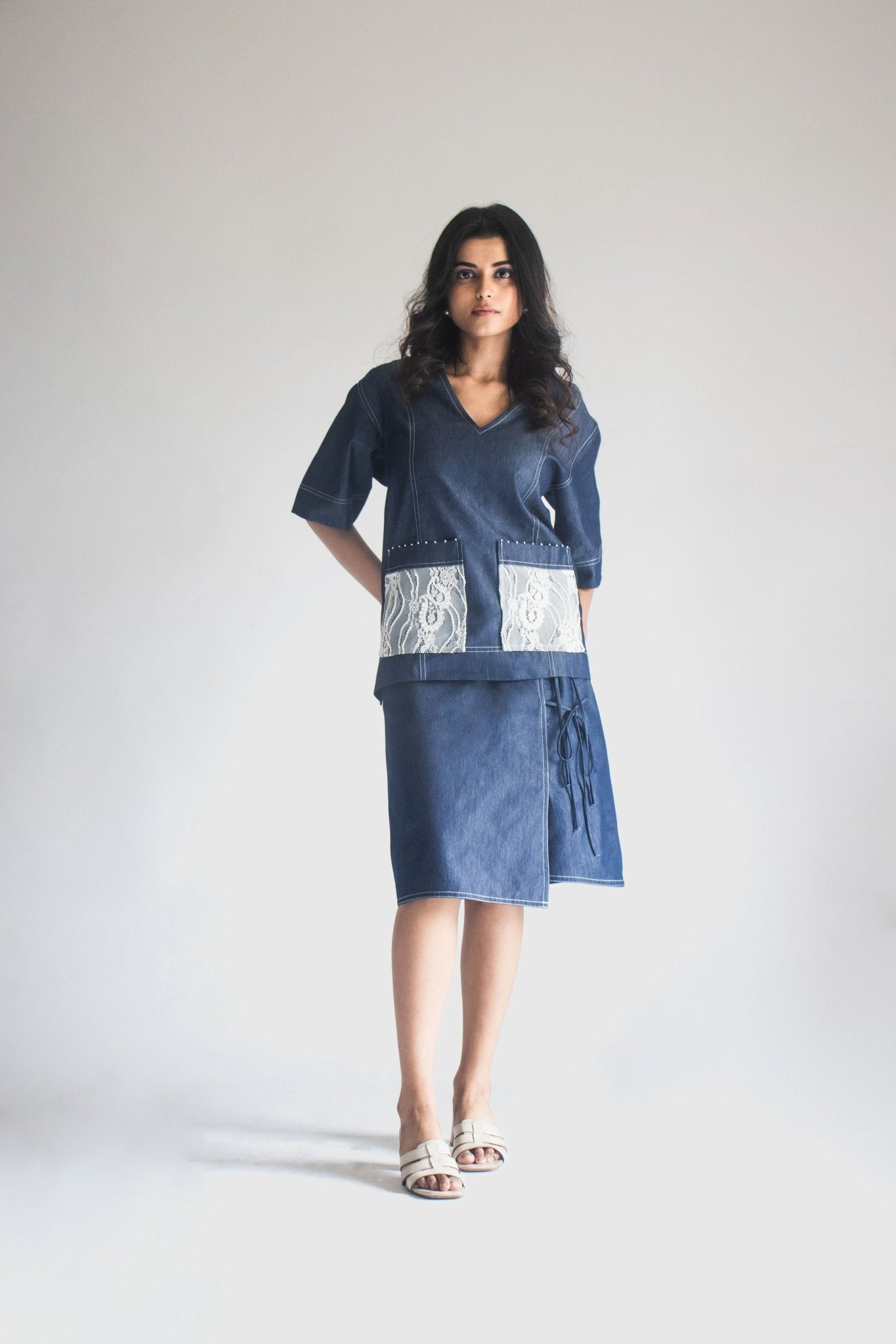 Wrap Denim Skirt - Prashant Chaurasiya Atelier