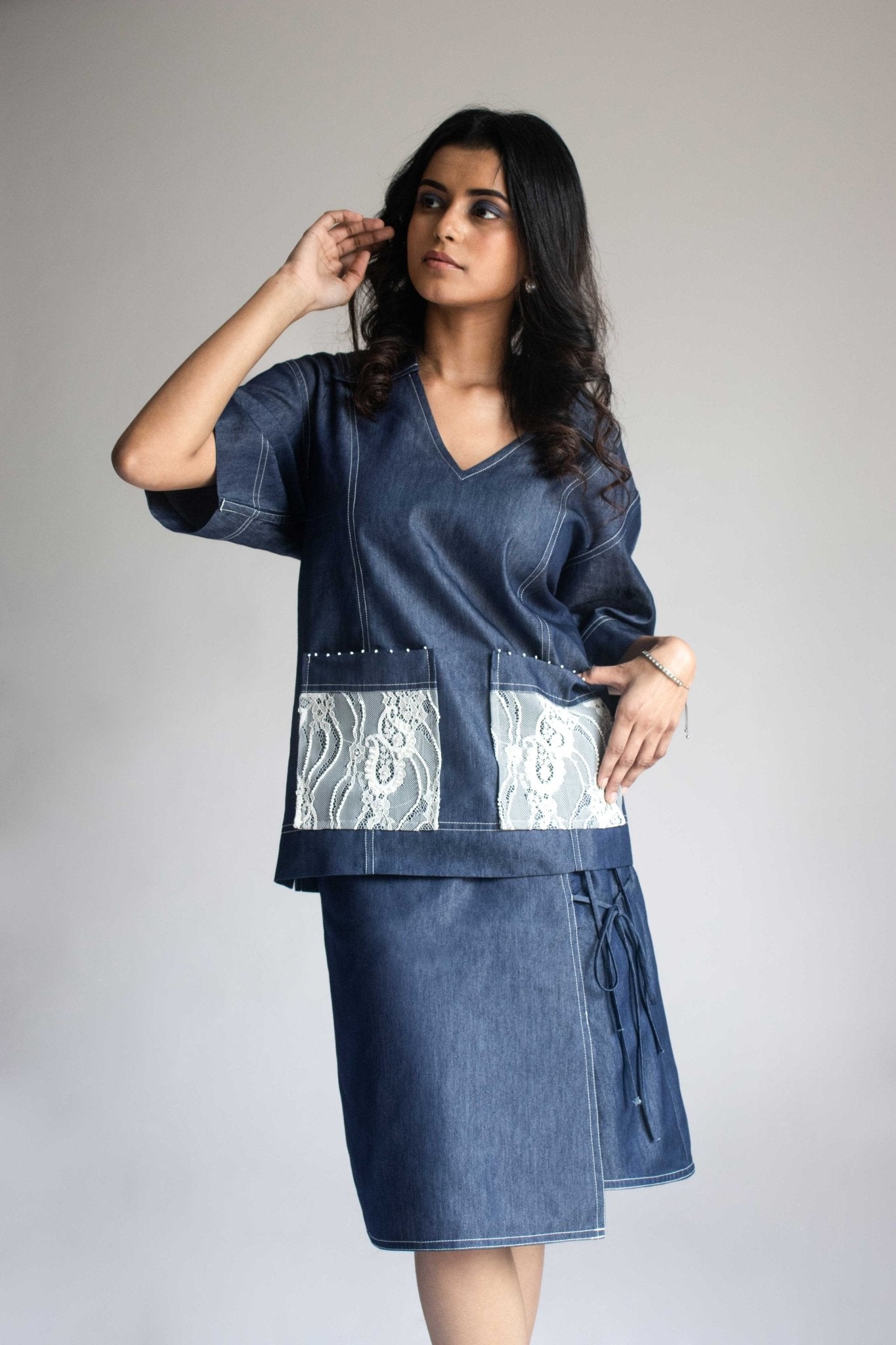 Wrap Denim Skirt - Prashant Chaurasiya Atelier